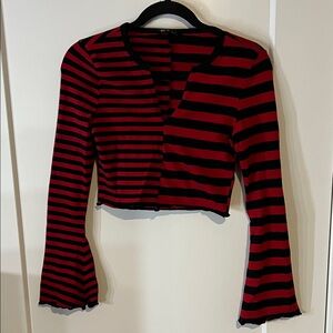 SHEIN Black and Red Striped Crop Top